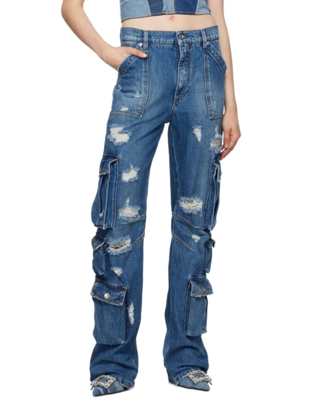 Authentic Dolce & Gabbana Distressed Cargo Jean Pant
